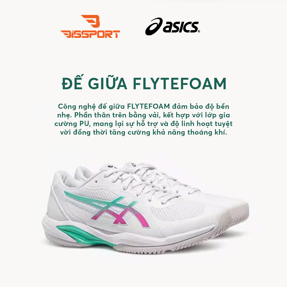 Giày Tennis/Pickleball ASICS Solution Swift FF 2 Trắng Xanh Hồng (1041A466-104) Chính Hãng - Linh Hoạt - Êm - Bền Bỉ